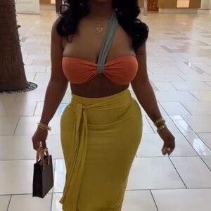 Elegant Yellow Maxi Skirt set